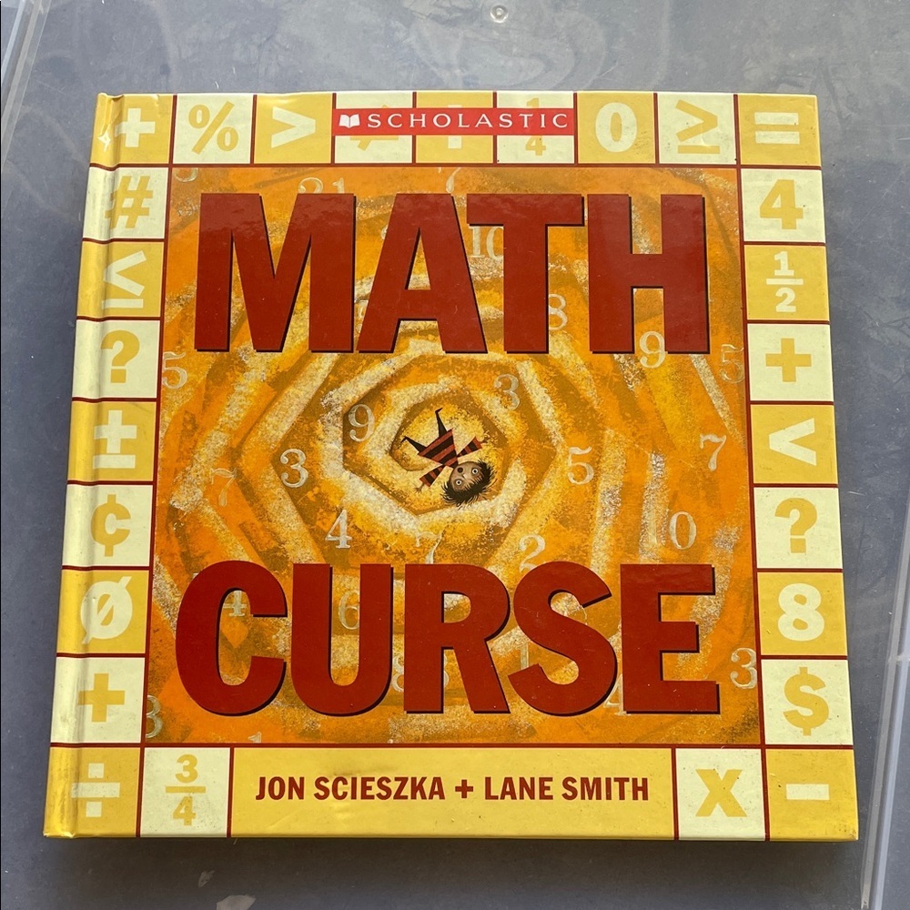 Scholastic Math Curse Book with Orange and Yellow hard Cover - Picture 1 of 6